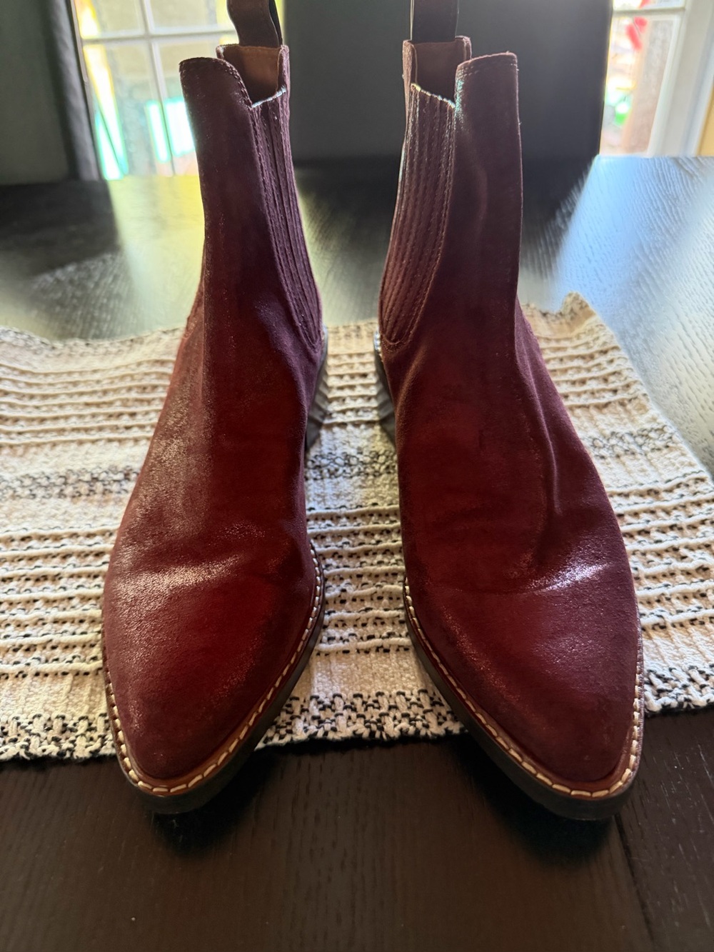 Coach Women's Burgundy Suede Chelsea Ankle Boots